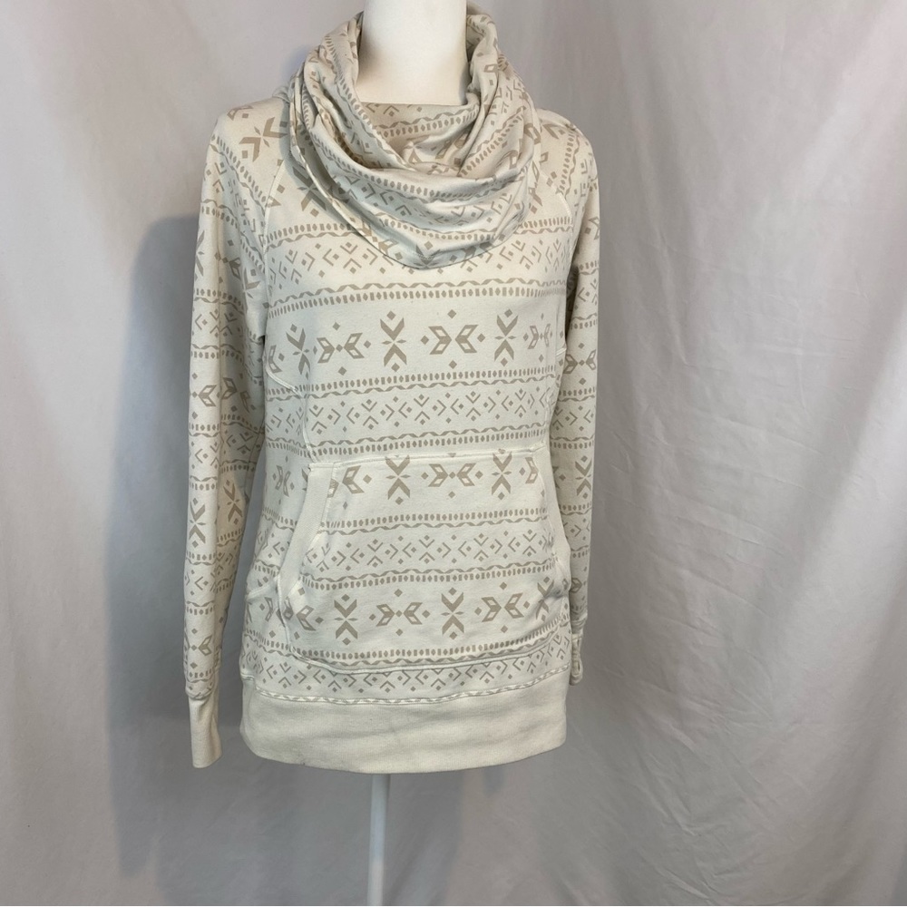 LL Bean Long Sleeve Cowl Neck, Womens Nordic Pattern Shirt - Size M